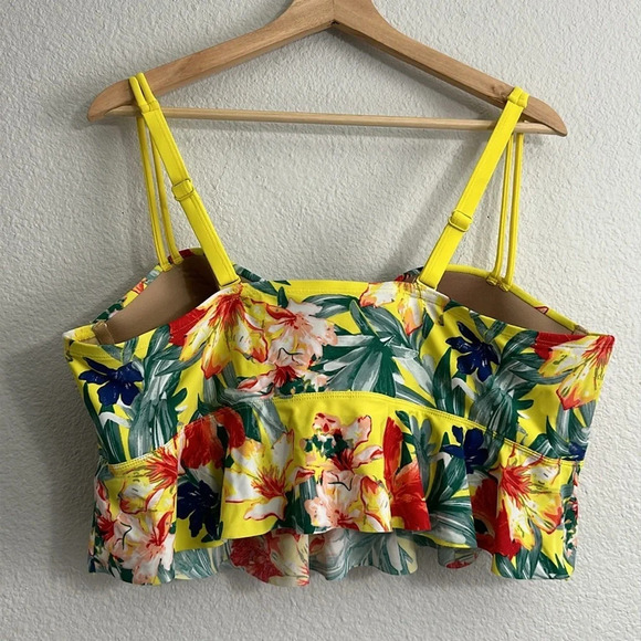 Cacique Swim Yellow Floral Tropical Bikini Top Womens Size 42DD - Picture 3 of 6